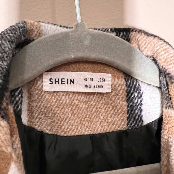 Shein Plaid Overcoat Jacket Girls Size 5 Years - Picture 3 of 5